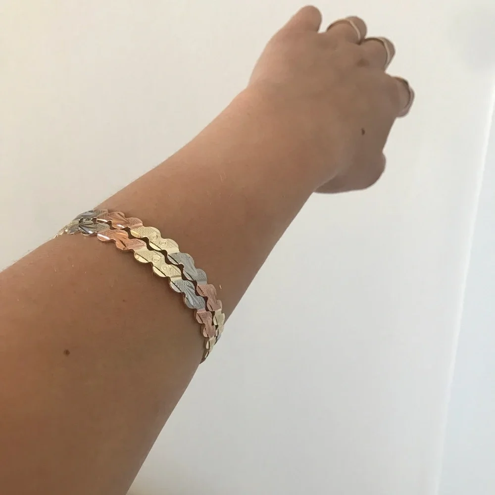 2set TriColor Gold Plated Bangle Cuff - Picture 6 of 7